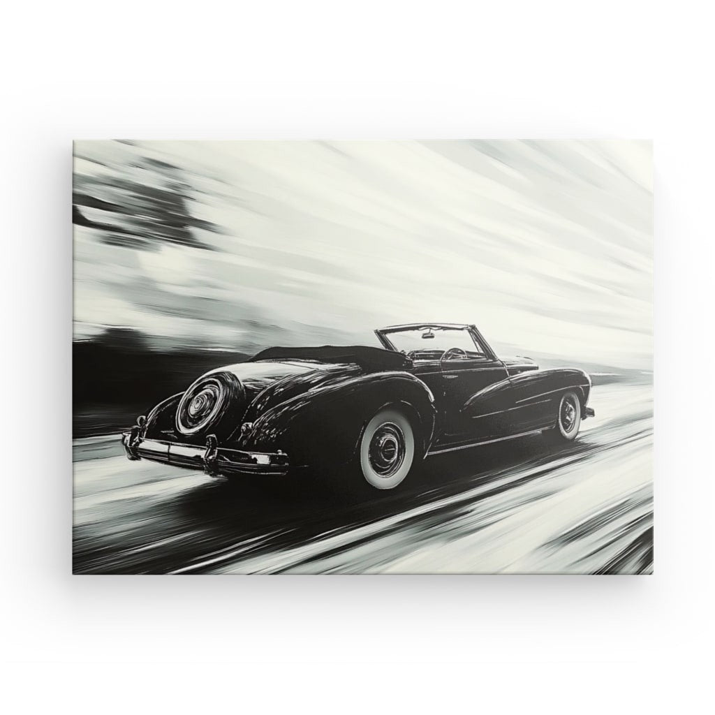 Tableau voiture ancienne vitesse peinture noir et blanc