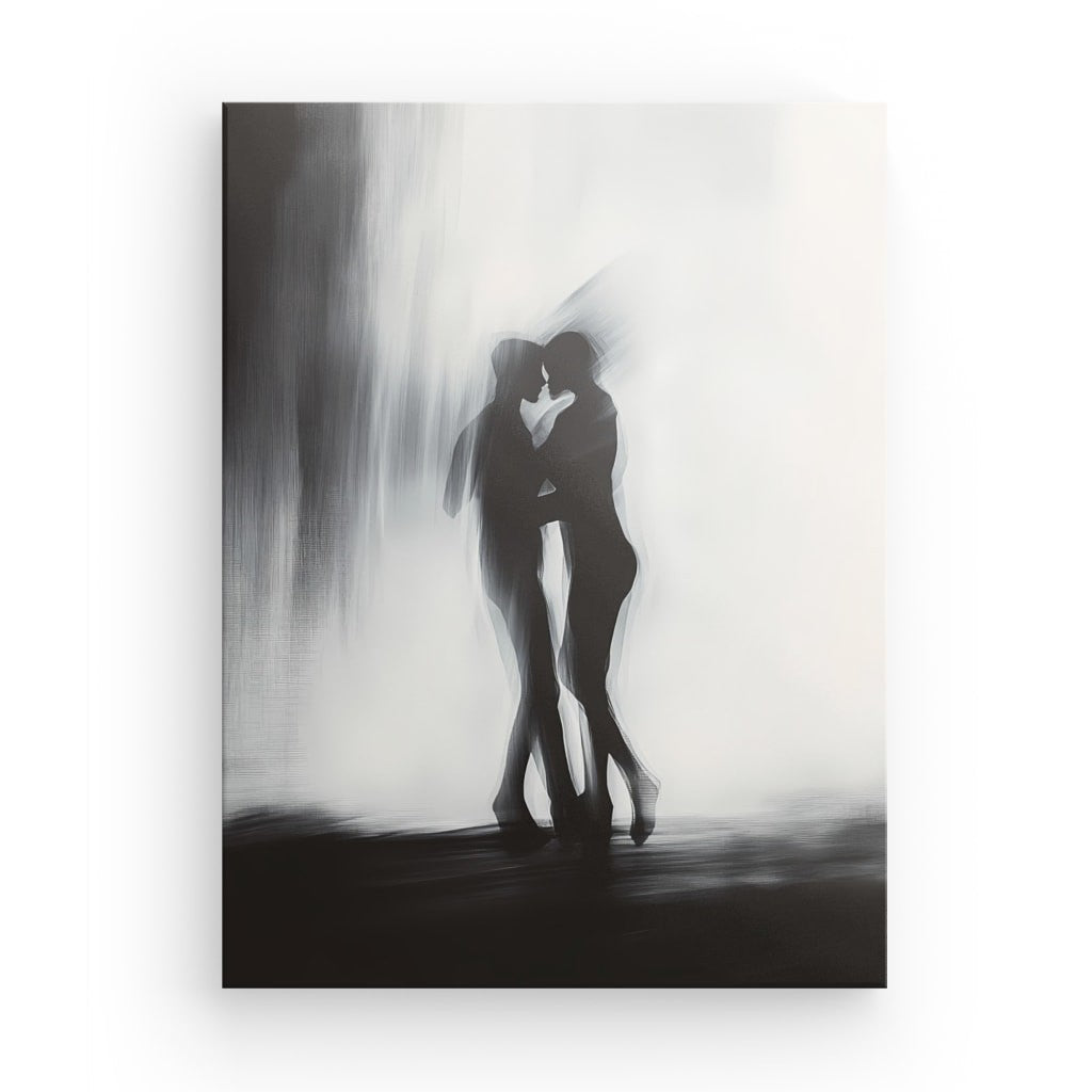 Tableau dessin ombre couple amoureux monochrome