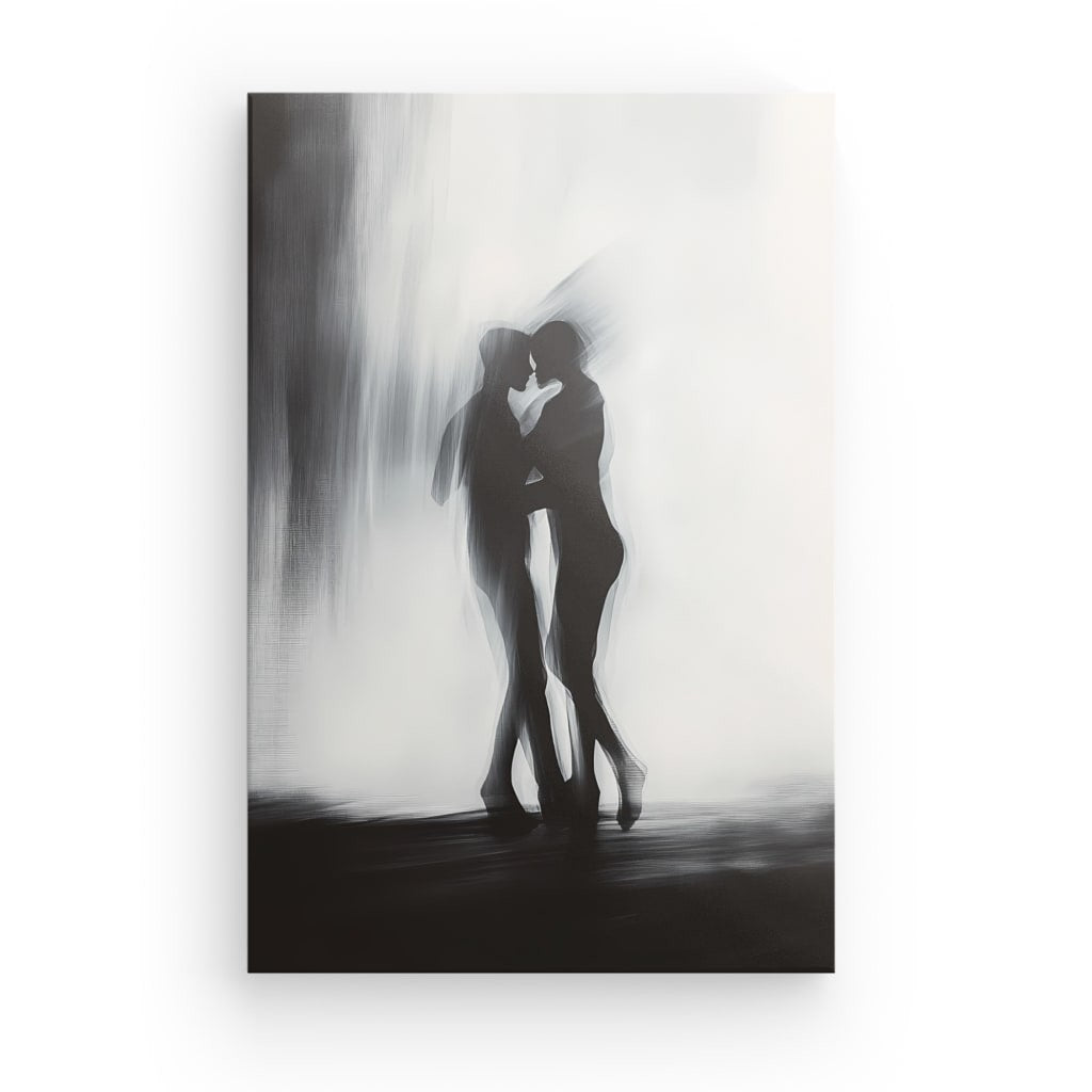 Tableau dessin ombre couple amoureux monochrome