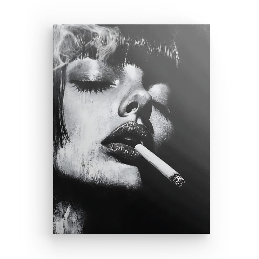 Tableau Mia Wallace Pulp Fiction portrait noir et blanc