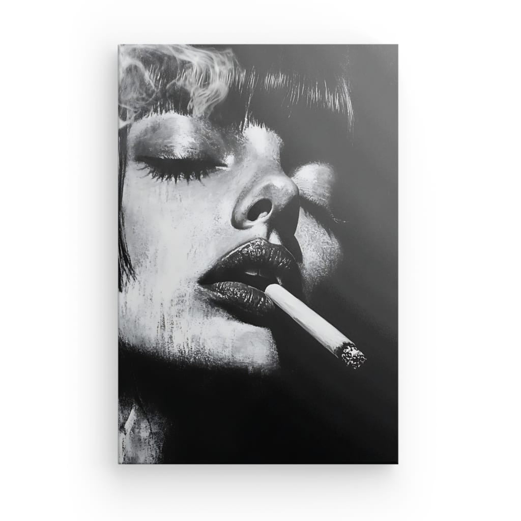 Tableau Mia Wallace Pulp Fiction portrait noir et blanc
