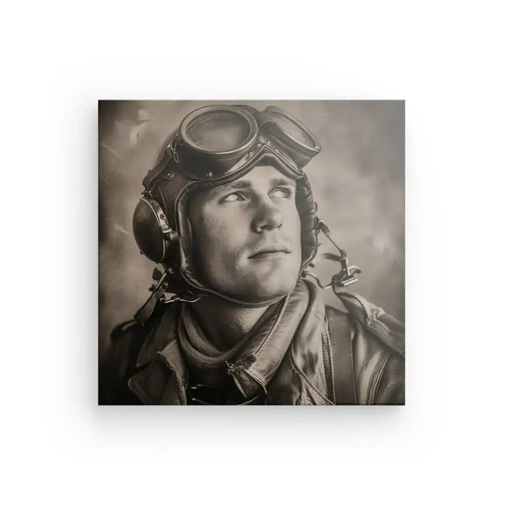 Portrait Sépia Aviateur Guerre Vintage Noir et Blanc - Univers Noir et Blanc - #tag1# - #tag2# - #tag3#
