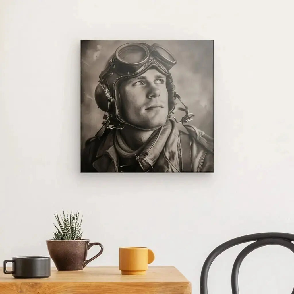 Portrait Sépia Aviateur Guerre Vintage Noir et Blanc - Univers Noir et Blanc - #tag1# - #tag2# - #tag3#