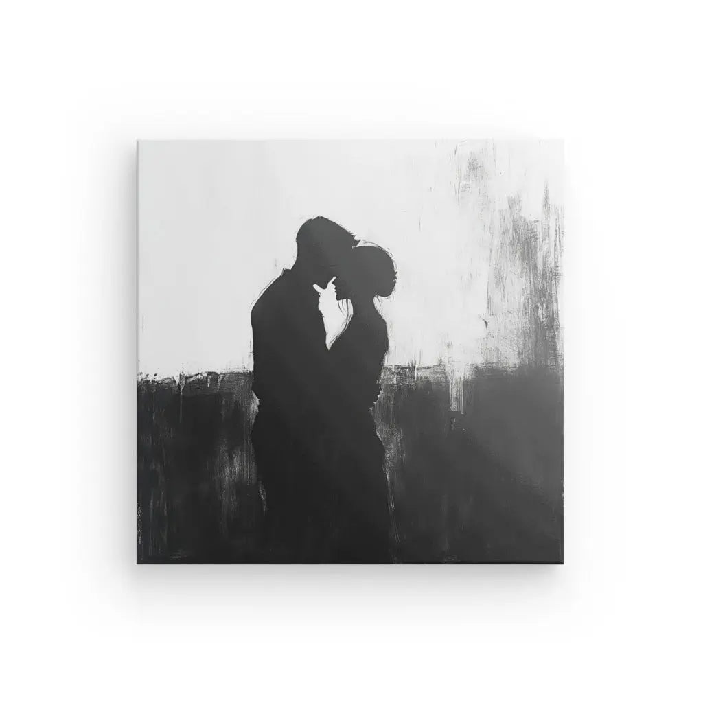 Tableau Couple Peinture Silhouettes Noir et Blanc Univers Noir et Blanc