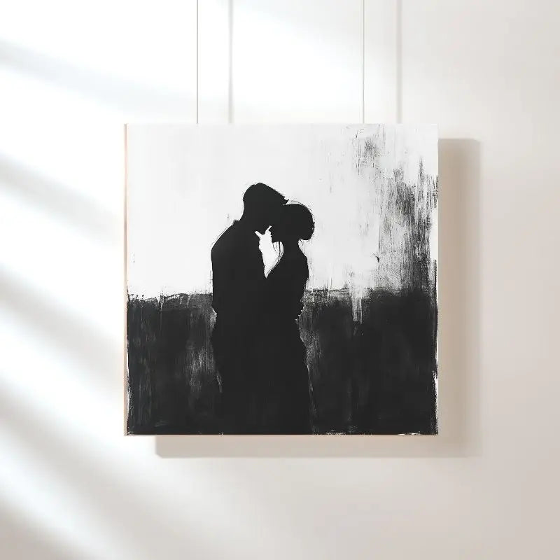 Tableau Couple Peinture Silhouettes Noir et Blanc Univers Noir et Blanc