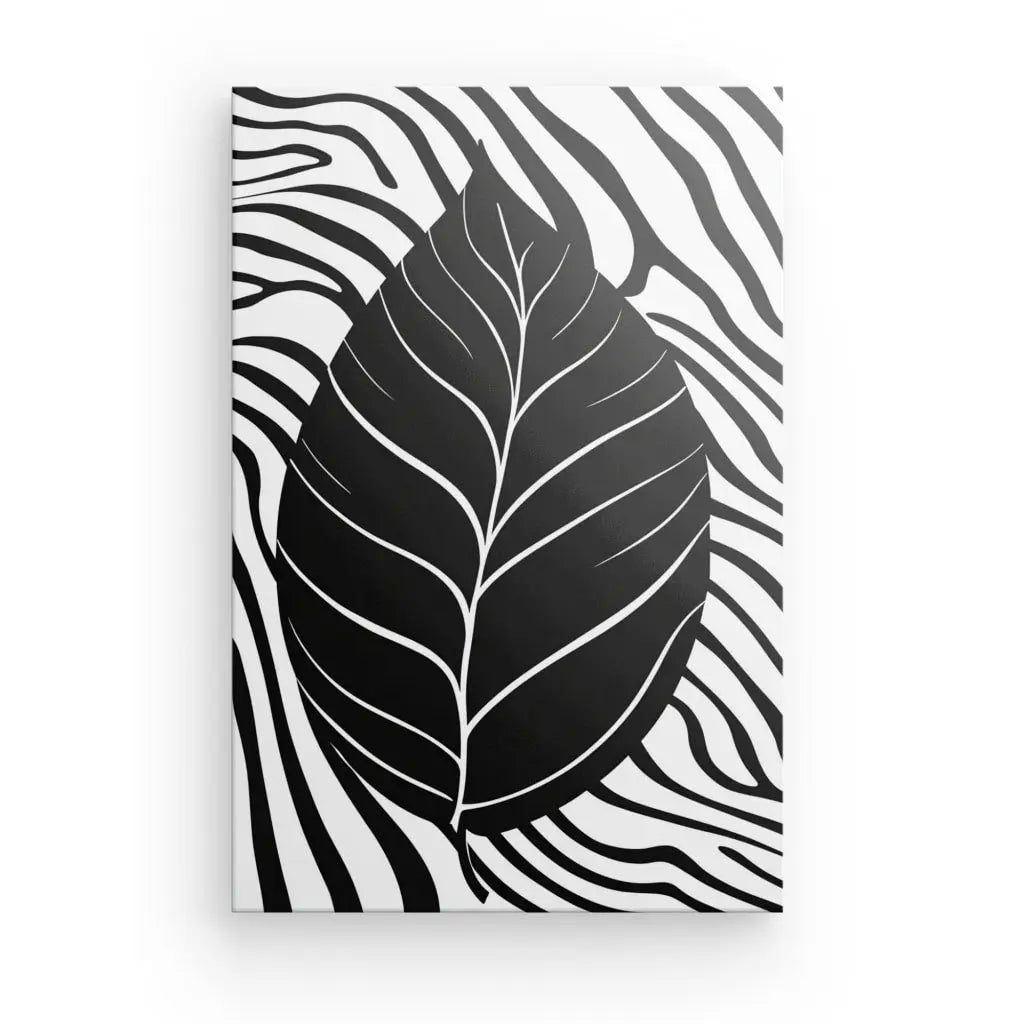 Tableau Dessin Feuille Art Moderne Monochrome Univers Noir et Blanc