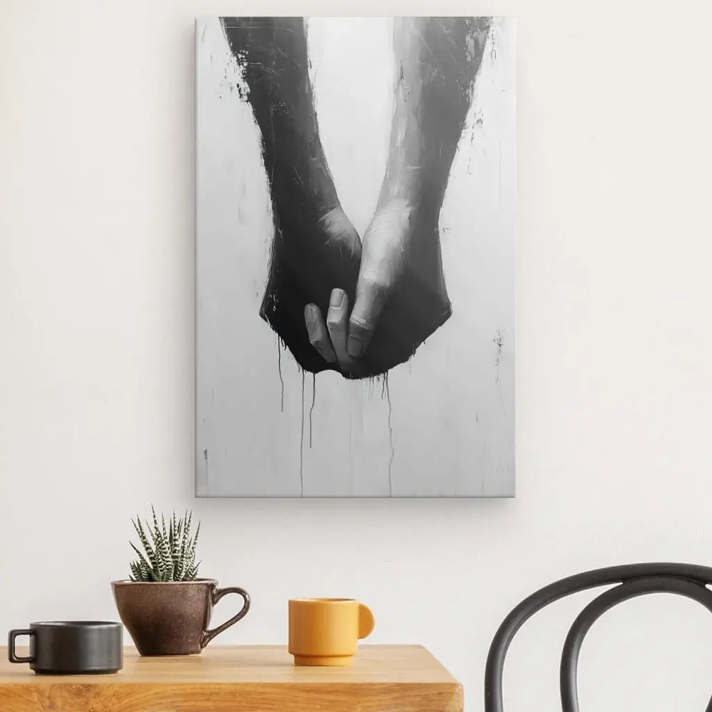 Tableau Deux Mains Noir et Blanc Univers Noir et Blanc