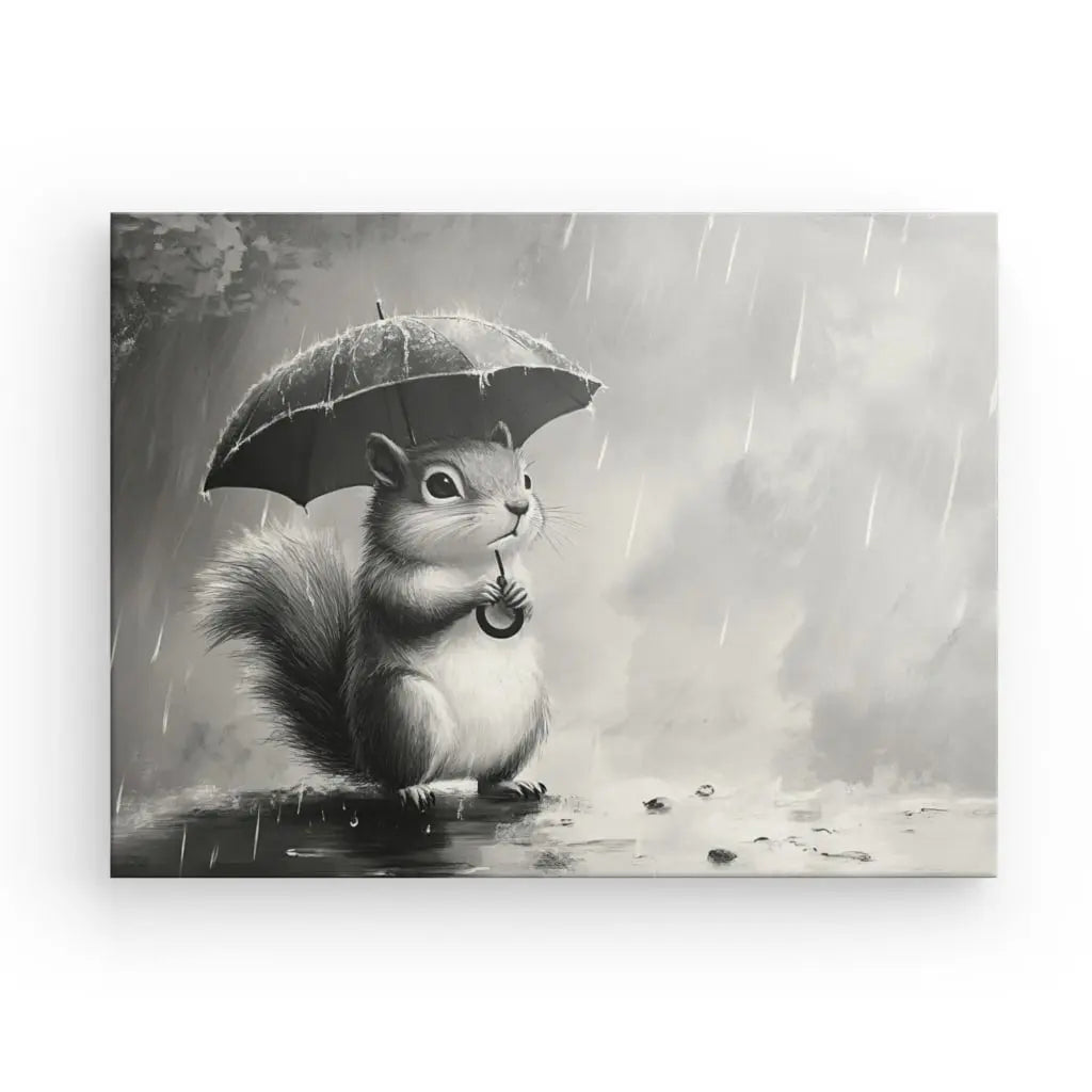 Tableau Ecureuil Mignon Dessin Noir et Blanc Univers Noir et Blanc