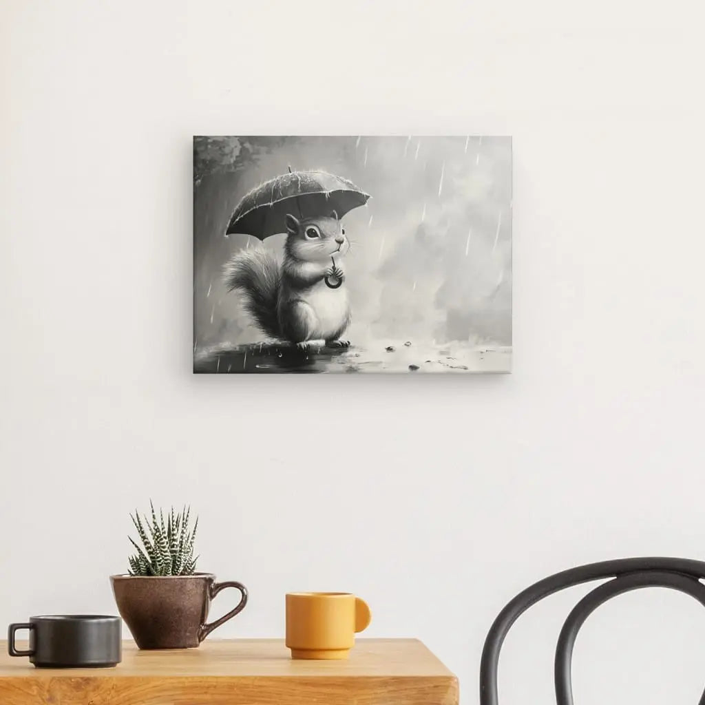 Tableau Ecureuil Mignon Dessin Noir et Blanc Univers Noir et Blanc