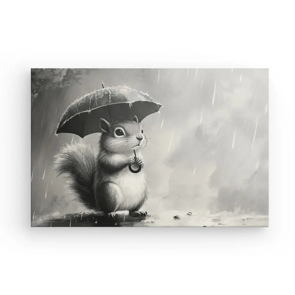 Tableau Ecureuil Mignon Dessin Noir et Blanc Univers Noir et Blanc