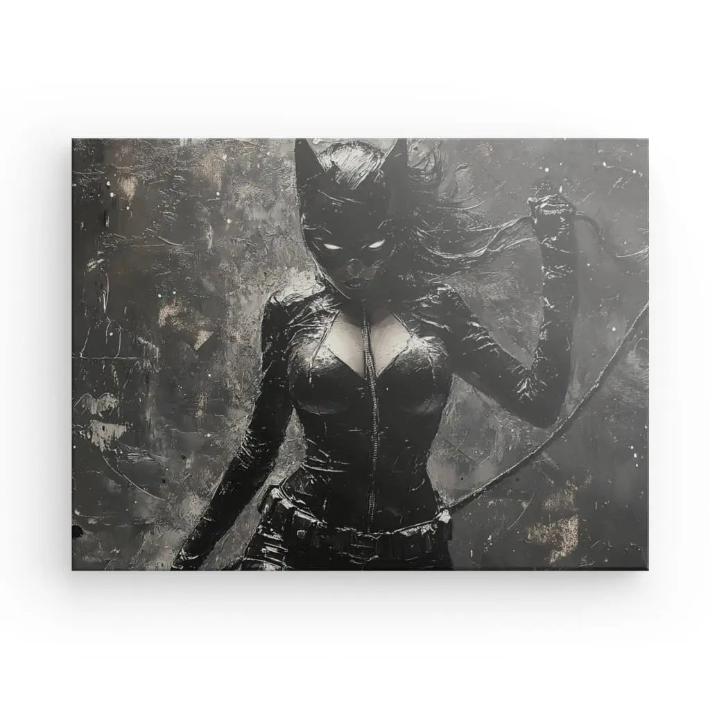 Tableau Peinture Catwoman Noir et Blanc Univers Noir et Blanc