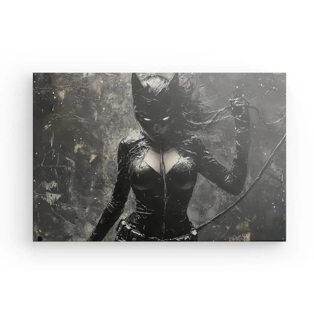 Tableau Peinture Catwoman Noir et Blanc Univers Noir et Blanc