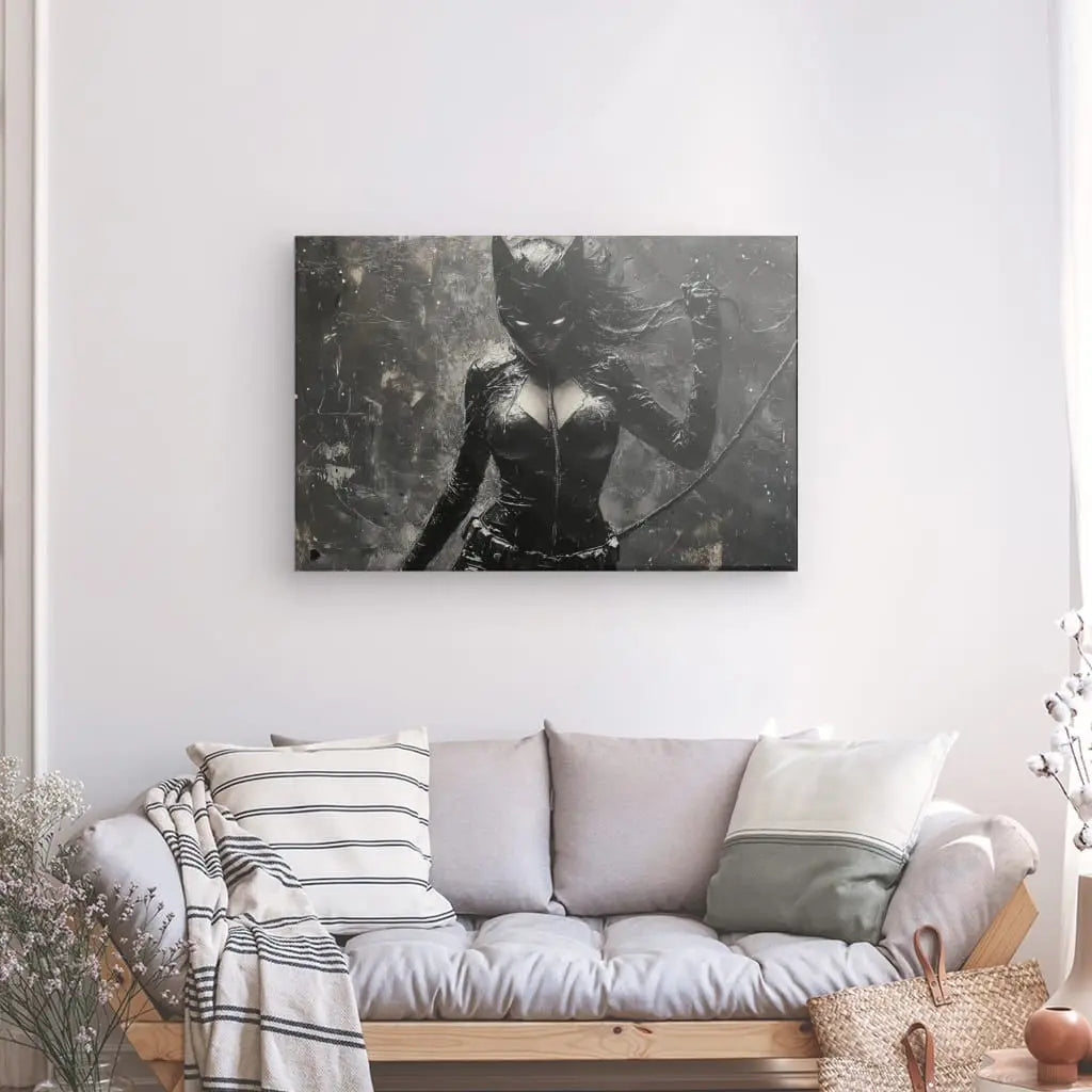 Tableau Peinture Catwoman Noir et Blanc Univers Noir et Blanc