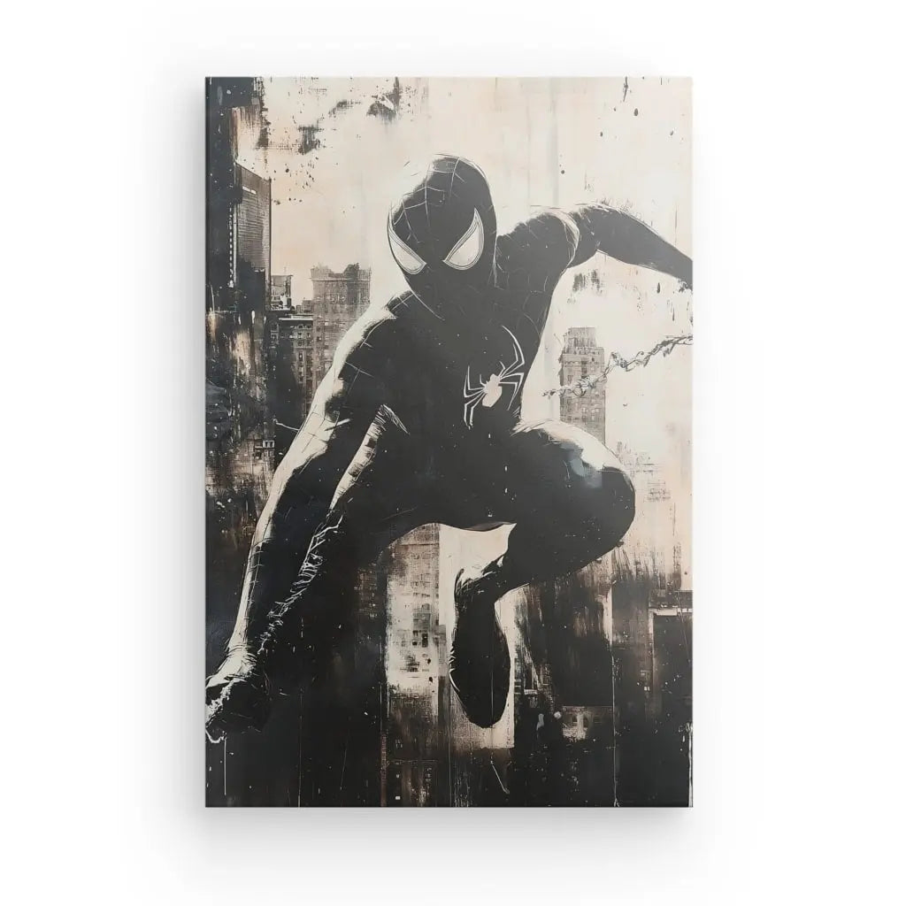 Tableau Spiderman Peinture Monochrome Univers Noir et Blanc
