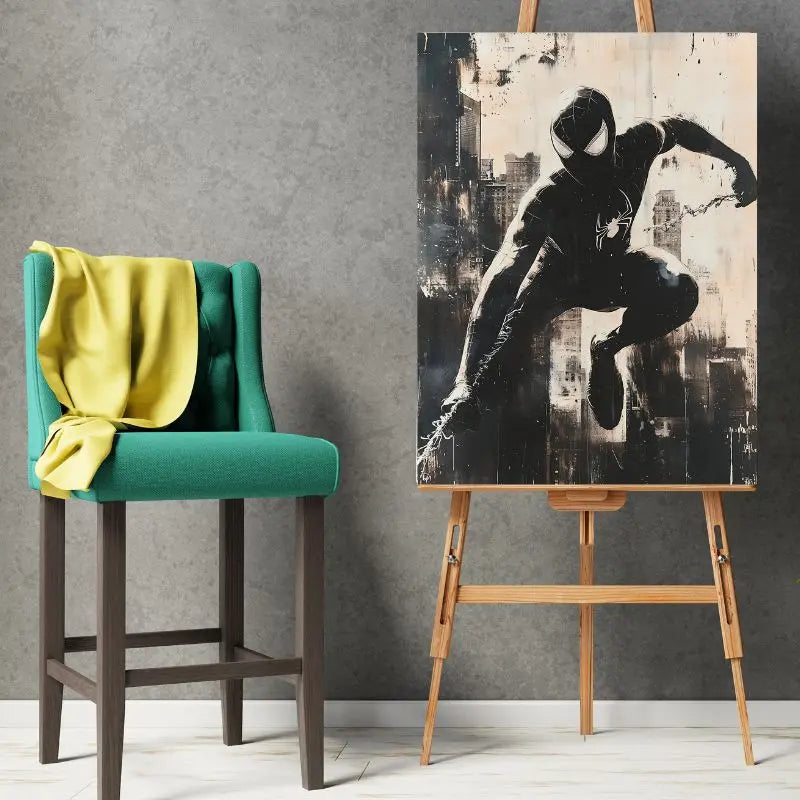 Tableau Spiderman Peinture Monochrome Univers Noir et Blanc