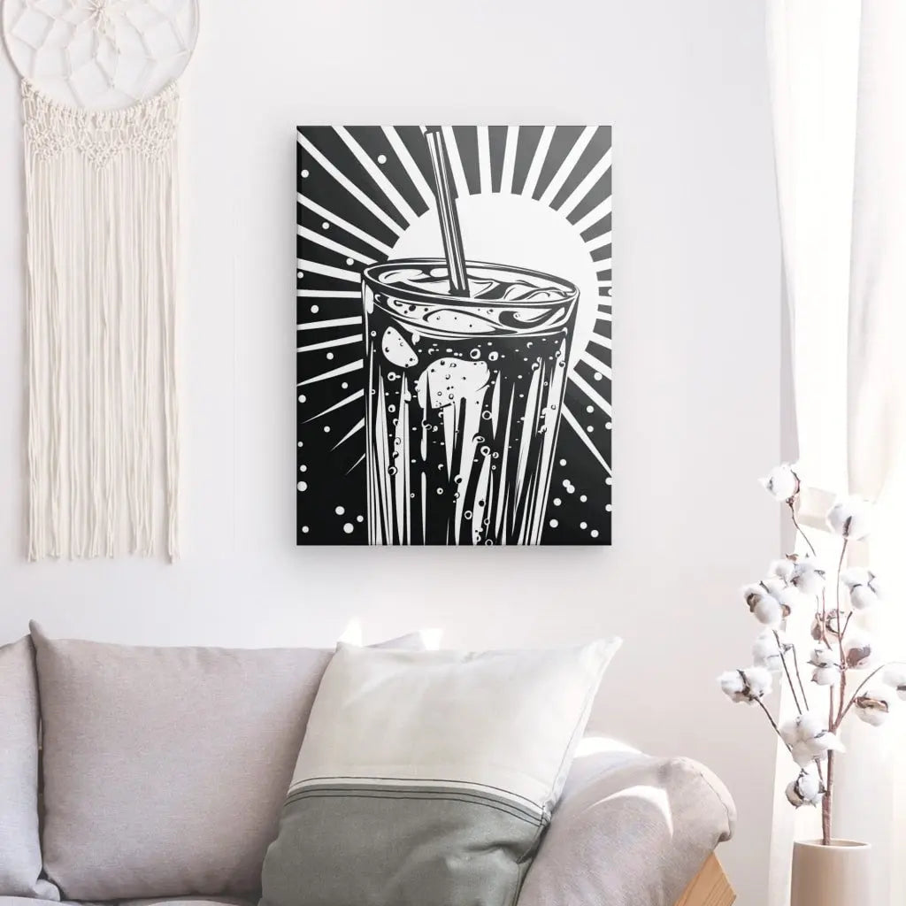 Tableau Verre Soda Vacances Pop Art Noir et Blanc Univers Noir et Blanc