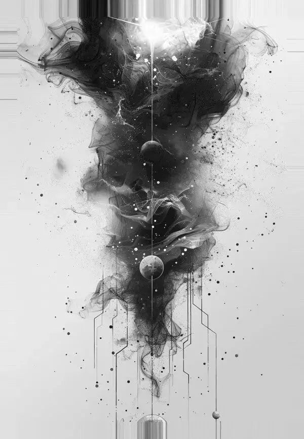 Tableau Abstrait Monochrome Science Fiction - Univers Noir et Blanc - #tag1# - #tag2# - #tag3#