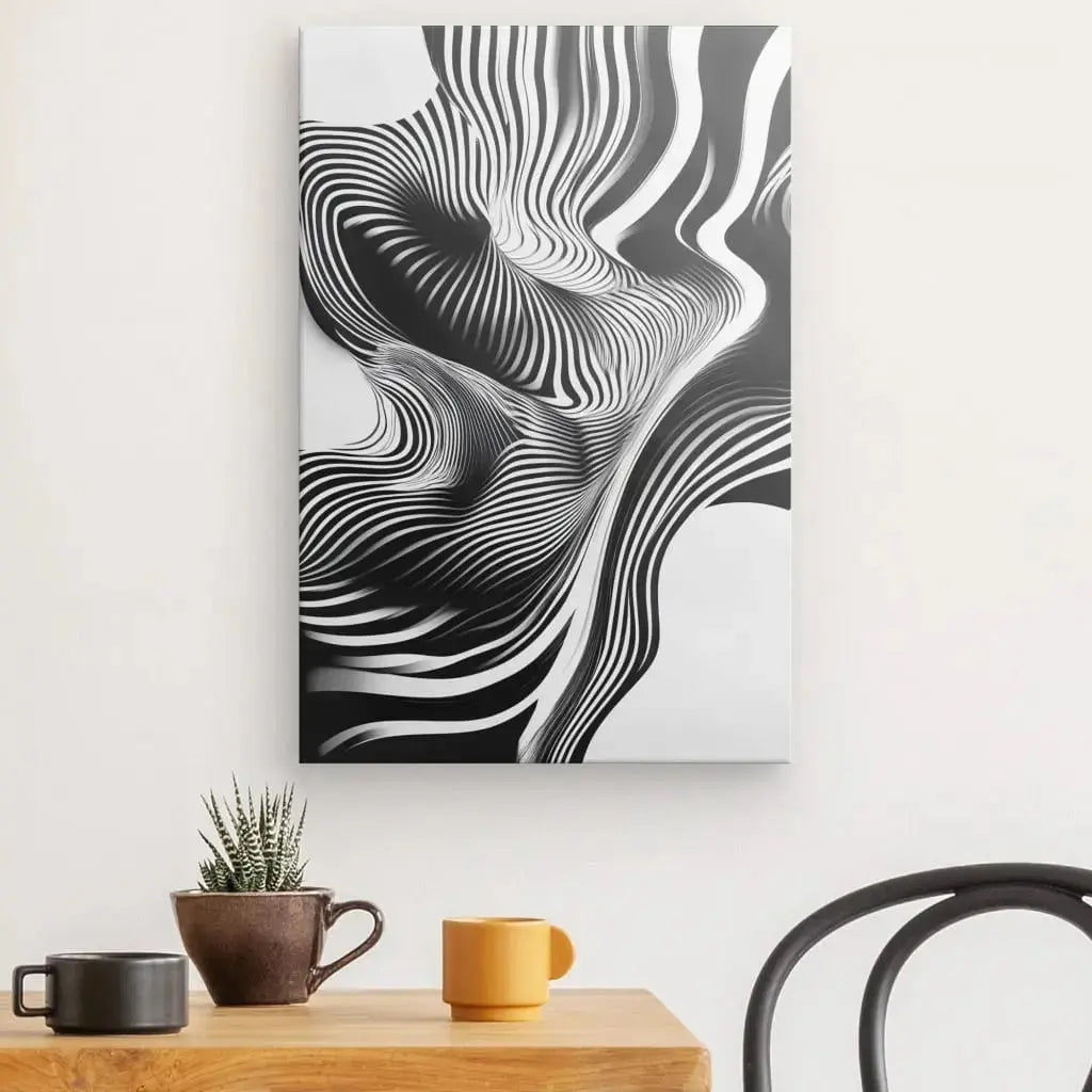 Tableau Abstrait Zébrures Noir et Blanc - Univers Noir et Blanc - #tag1# - #tag2# - #tag3#