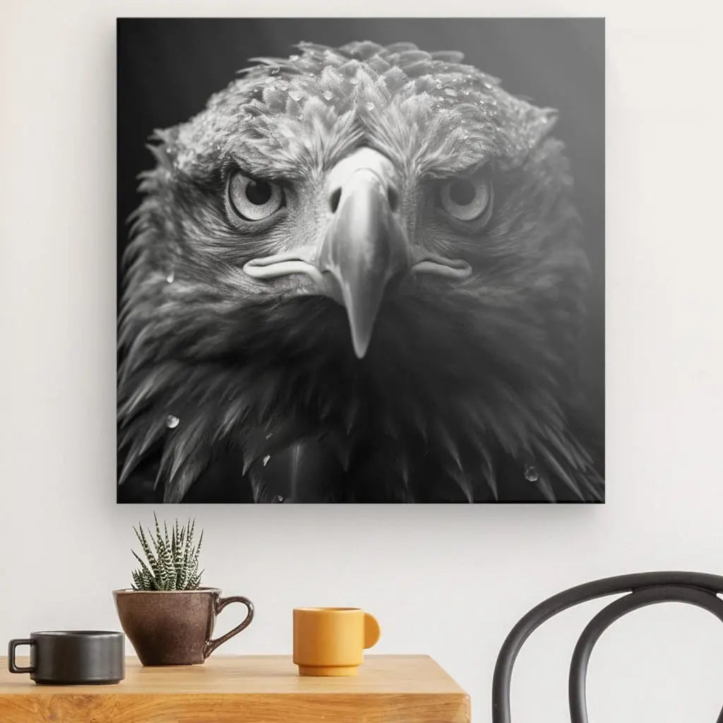 Tableau Aigle Rapace Portrait Animal Noir et Blanc - Univers Noir et Blanc - #tag1# - #tag2# - #tag3#