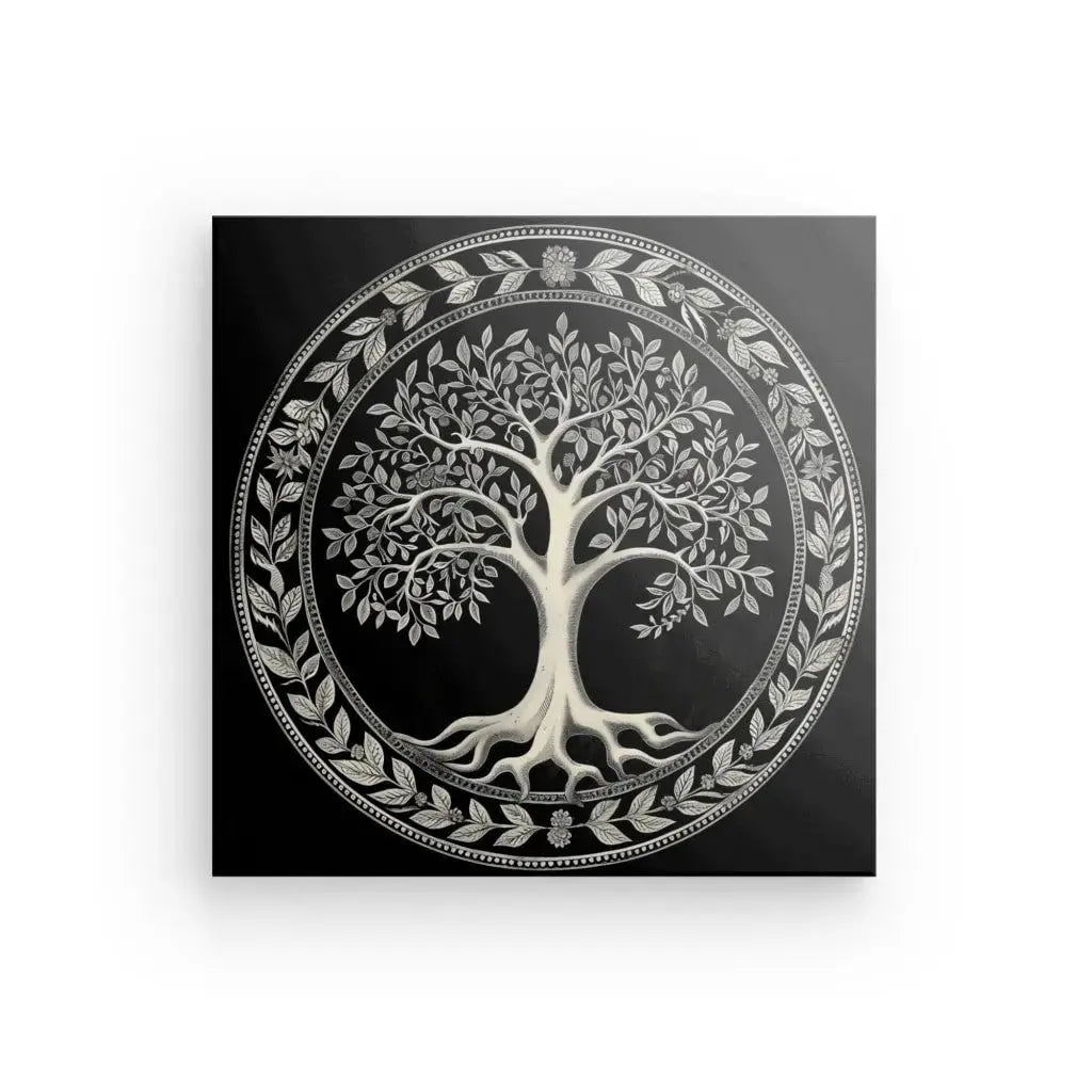 Abat-jour Et Plateau Décoratif Motif Arbre De Vie - Blanc, Pour Bougie En Pot - Diamètre 15 Cm