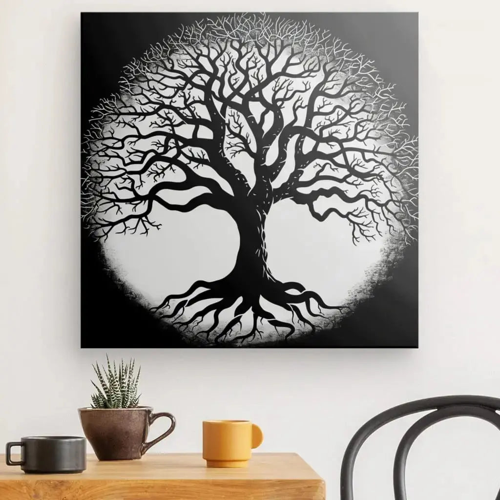 Tableau Arbre de Vie Symbole Noir et Blanc - Univers Noir et Blanc - #tag1# - #tag2# - #tag3#