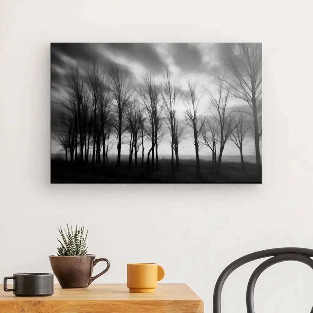 Tableau Arbres Nature Campagne Noir et Blanc - Univers Noir et Blanc - #tag1# - #tag2# - #tag3#