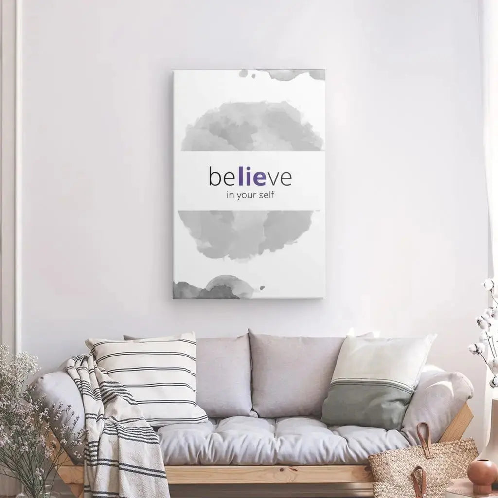Tableau "Believe" Noir Blanc et Violet - Univers Noir et Blanc - #tag1# - #tag2# - #tag3#