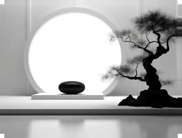 Tableau Bonsai Relaxation Zen Noir et Blanc - Univers Noir et Blanc - #tag1# - #tag2# - #tag3#