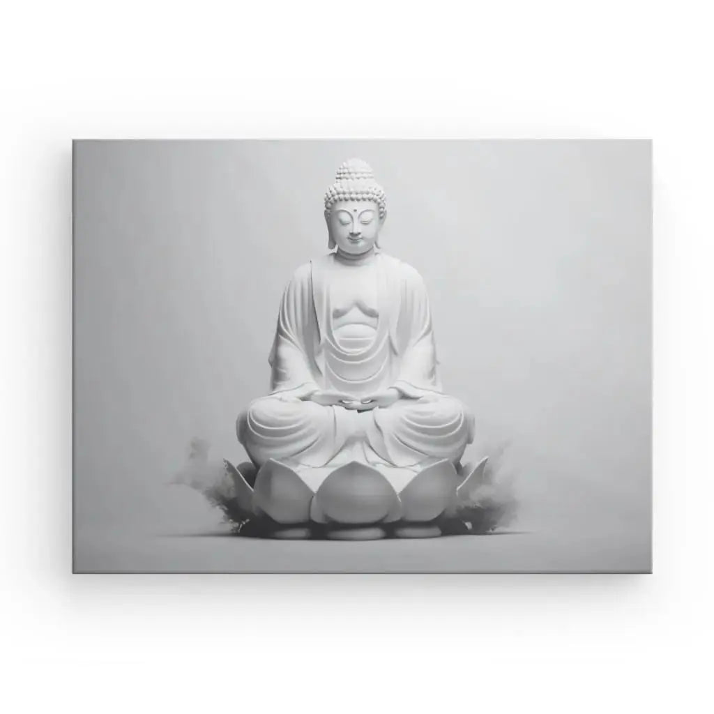 Tableau Bouddha Fleur de Lotus Design Monochrome Gris Moderne - Univers Noir et Blanc - #tag1# - #tag2# - #tag3#