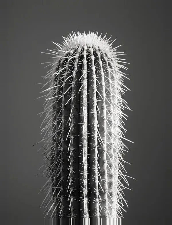Tableau Cactus Gros Plan Minimaliste Monochrome - Univers Noir et Blanc - #tag1# - #tag2# - #tag3#
