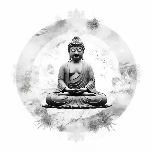 Tableau Carré Bouddha Zen Fond Blanc Moderne Design Monochrome - Univers Noir et Blanc - #tag1# - #tag2# - #tag3#