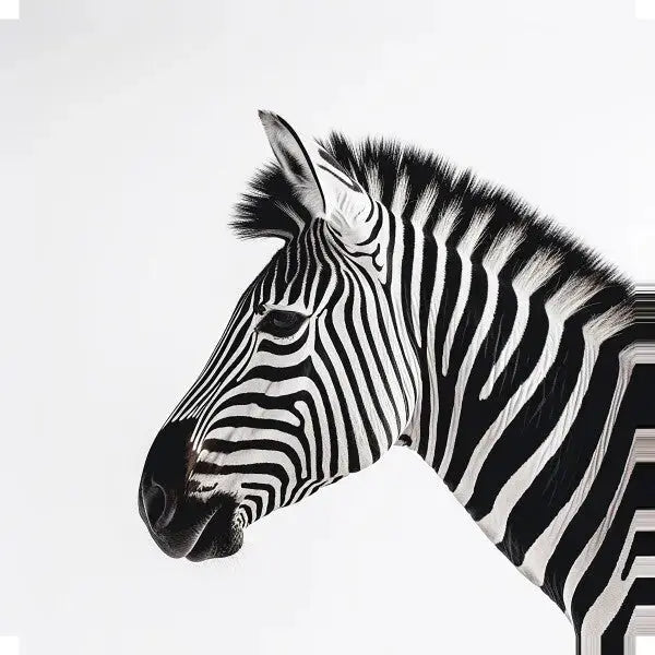 Tableau Carré Profil Zèbre Savane Noir et Blanc - Univers Noir et Blanc - #tag1# - #tag2# - #tag3#