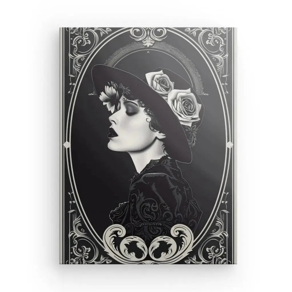 Tableau Carte Portrait Femme Vintage Noir et Blanc - Univers Noir et Blanc - #tag1# - #tag2# - #tag3#