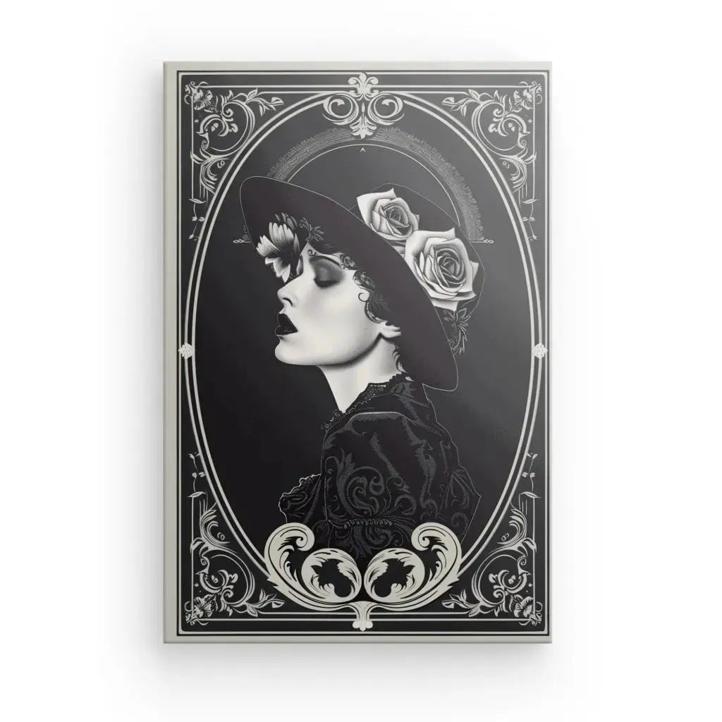 Tableau Carte Portrait Femme Vintage Noir et Blanc - Univers Noir et Blanc - #tag1# - #tag2# - #tag3#