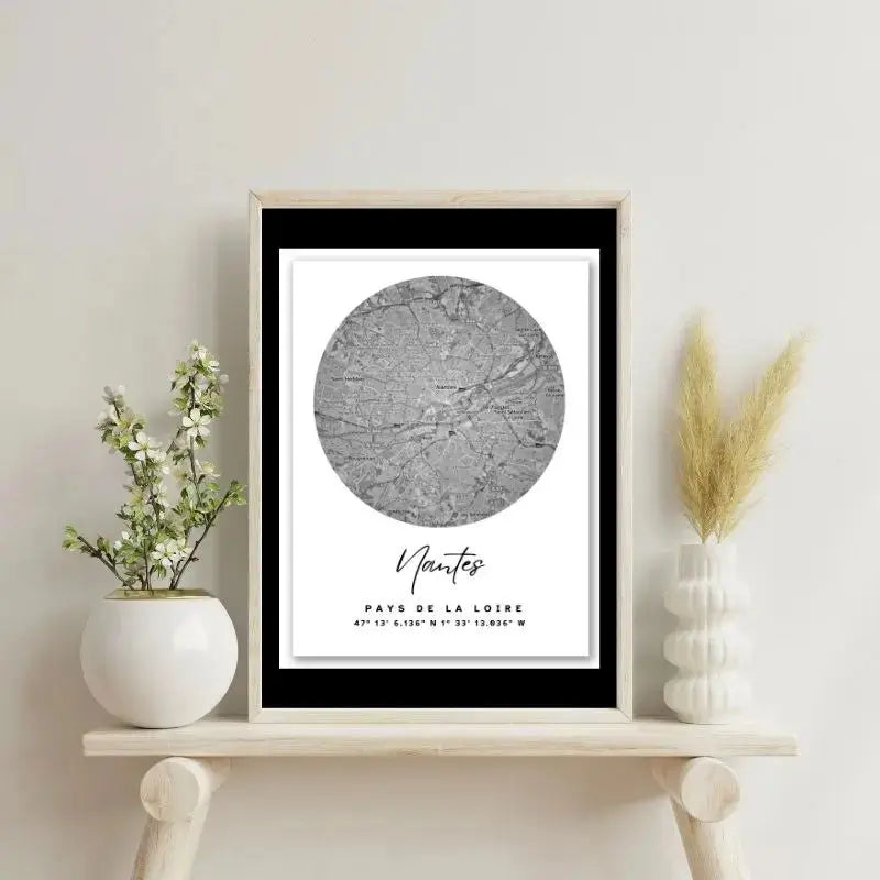 Tableau Carte Ville Nantes Noir et Blanc - Univers Noir et Blanc - #tag1# - #tag2# - #tag3#