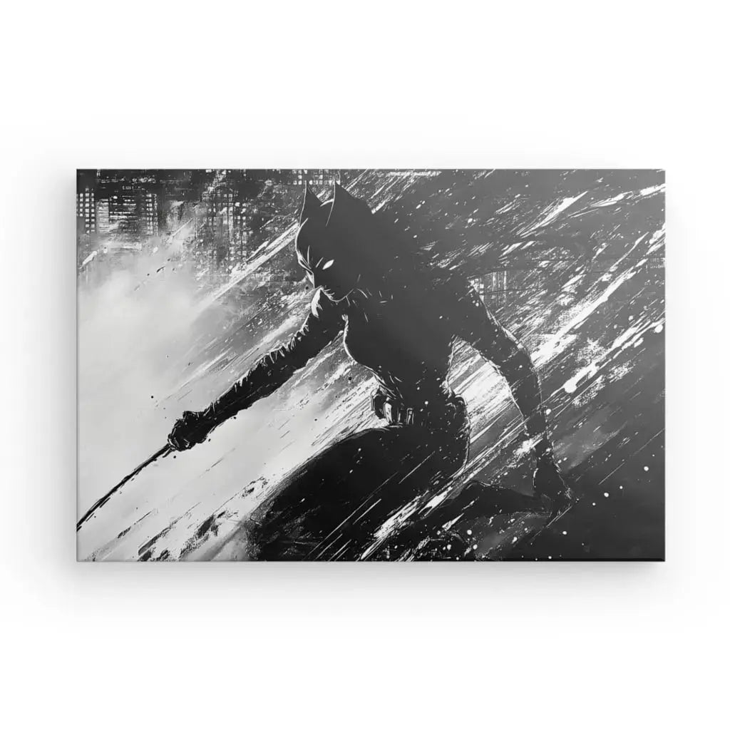Tableau Catwoman Peinture Noir et Blanc - Univers Noir et Blanc - #tag1# - #tag2# - #tag3#