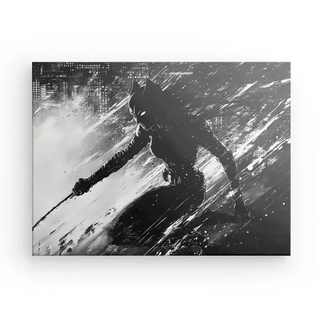 Tableau Catwoman Peinture Noir et Blanc - Univers Noir et Blanc - #tag1# - #tag2# - #tag3#