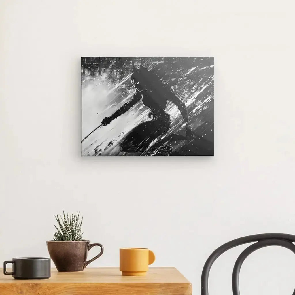 Tableau Catwoman Peinture Noir et Blanc - Univers Noir et Blanc - #tag1# - #tag2# - #tag3#