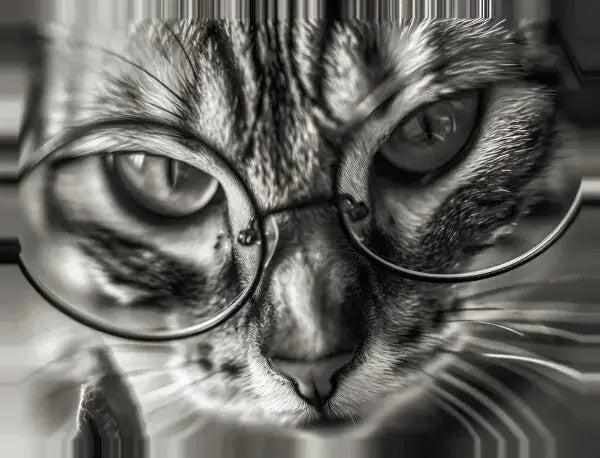 Tableau Chat Drôle Lunettes Gros Plan Noir et Blanc - Univers Noir et Blanc - #tag1# - #tag2# - #tag3#
