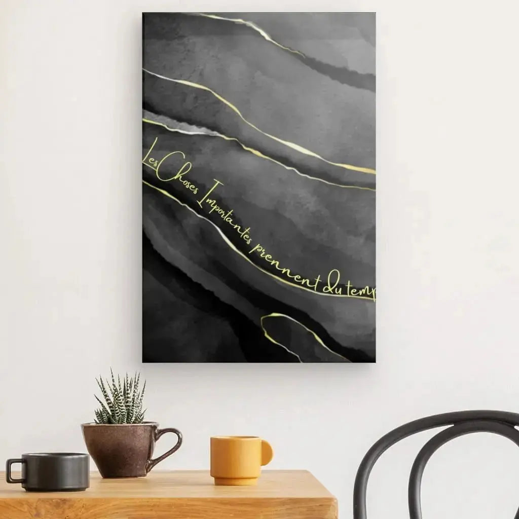 Tableau Citation "Les choses importantes" Noir et Doré - Univers Noir et Blanc - #tag1# - #tag2# - #tag3#