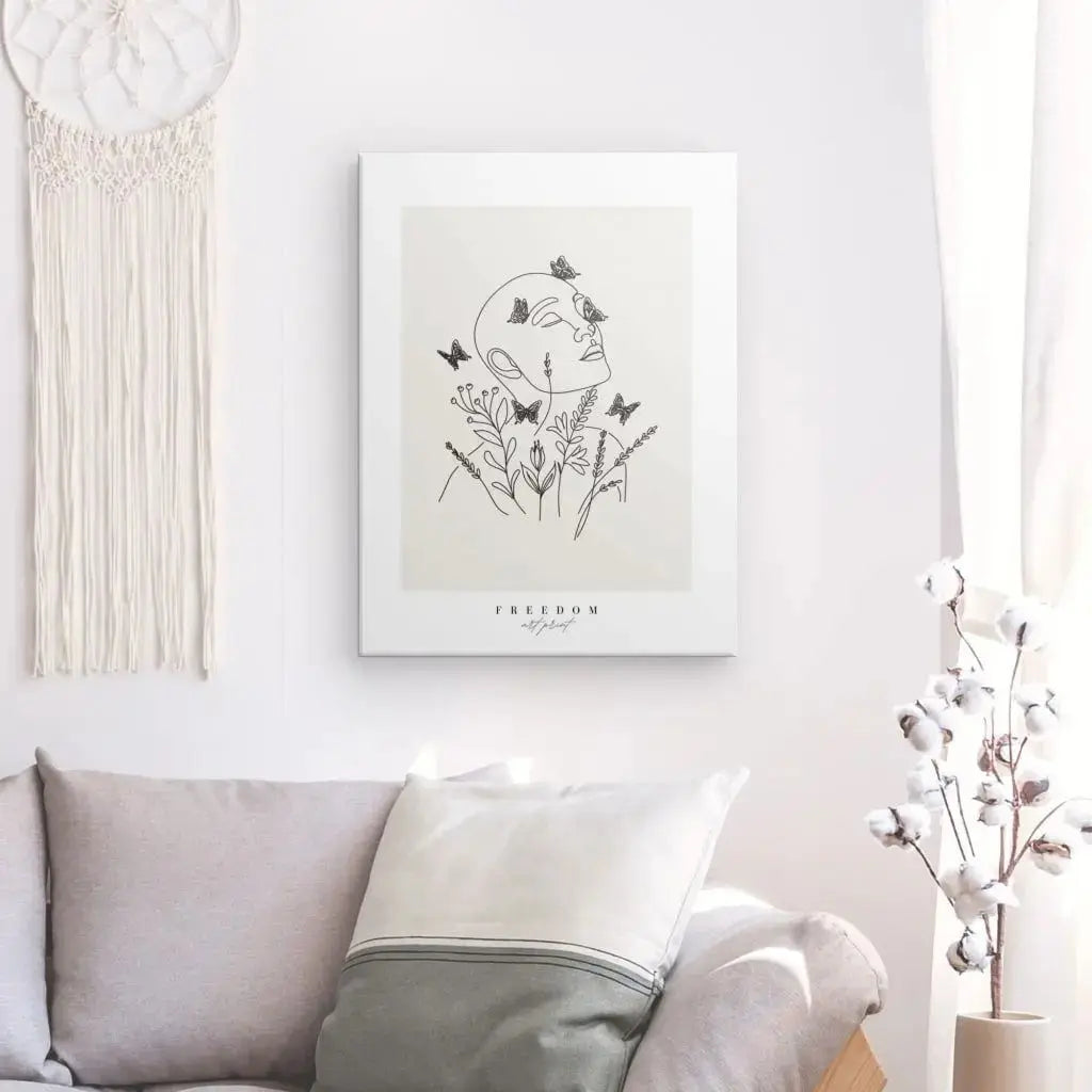 Tableau "Freedom" Beige Noir et Blanc - Univers Noir et Blanc - #tag1# - #tag2# - #tag3#