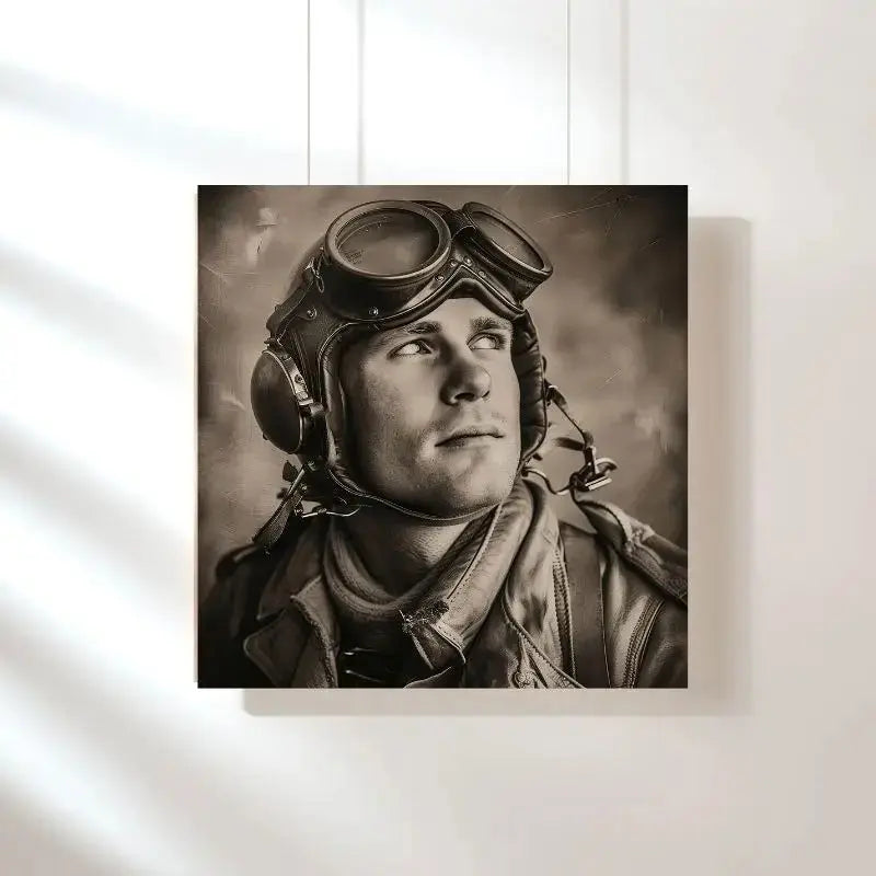 Portrait sépia et noir et blanc d’un aviateur de guerre, style vintage et historique