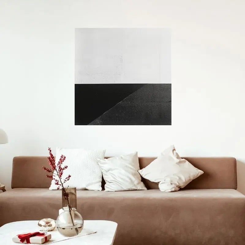 Tableau noir et blanc au design épuré et minimaliste, composition sobre et élégante