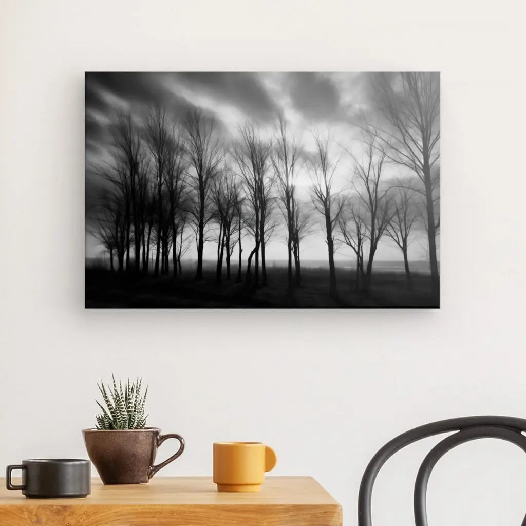 Tableau Arbres Nature Campagne Noir et Blanc