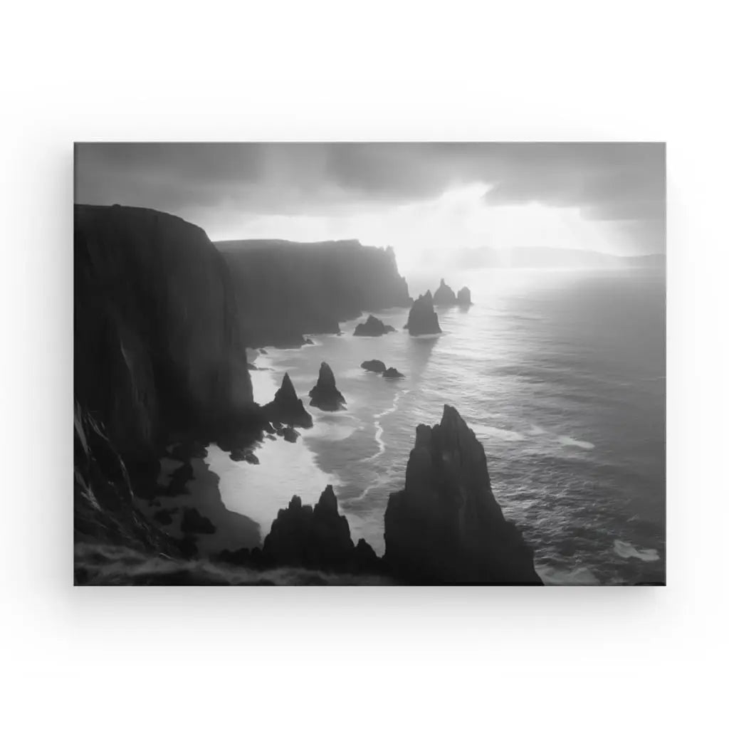 Tableau Falaises Bord de Mer Paysage Maritime Noir et Blanc - #tag1# - #tag2#