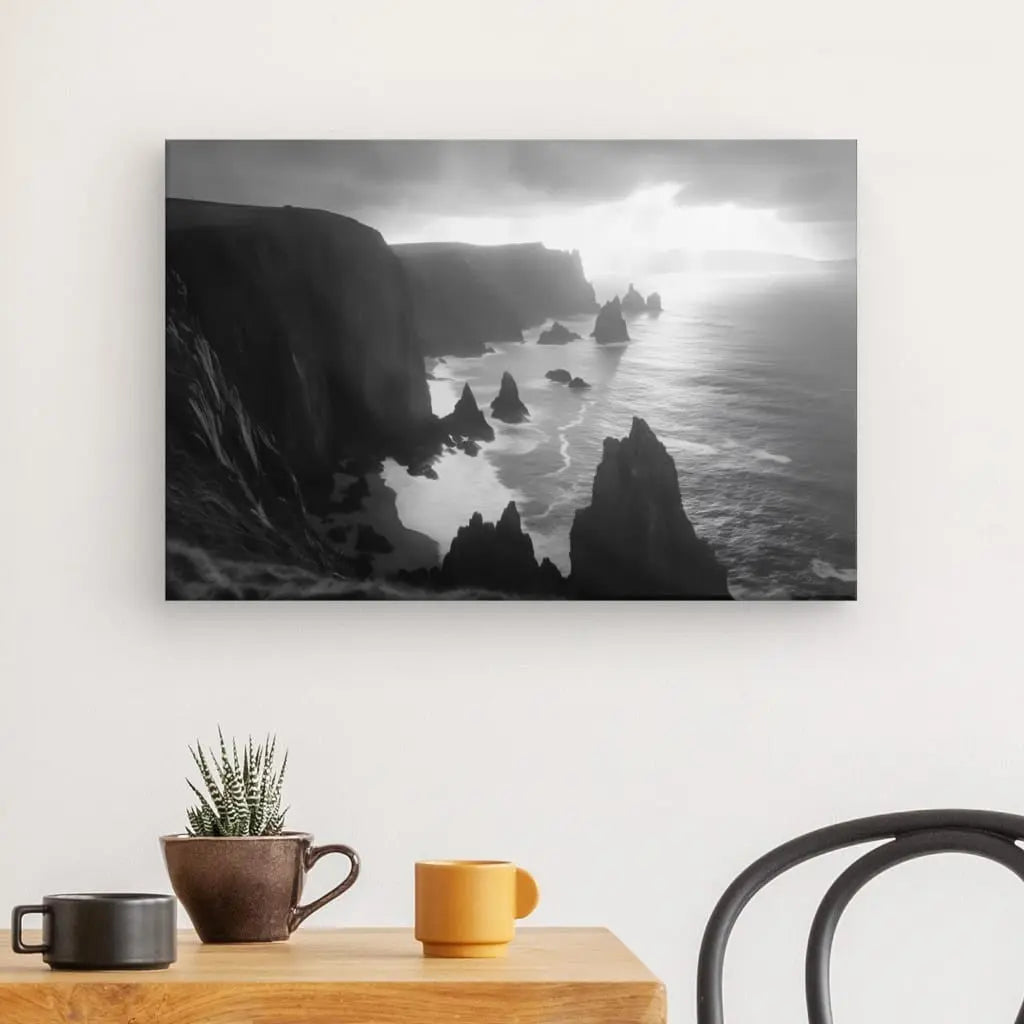 Tableau Falaises Bord de Mer Paysage Maritime Noir et Blanc - #tag1# - #tag2#