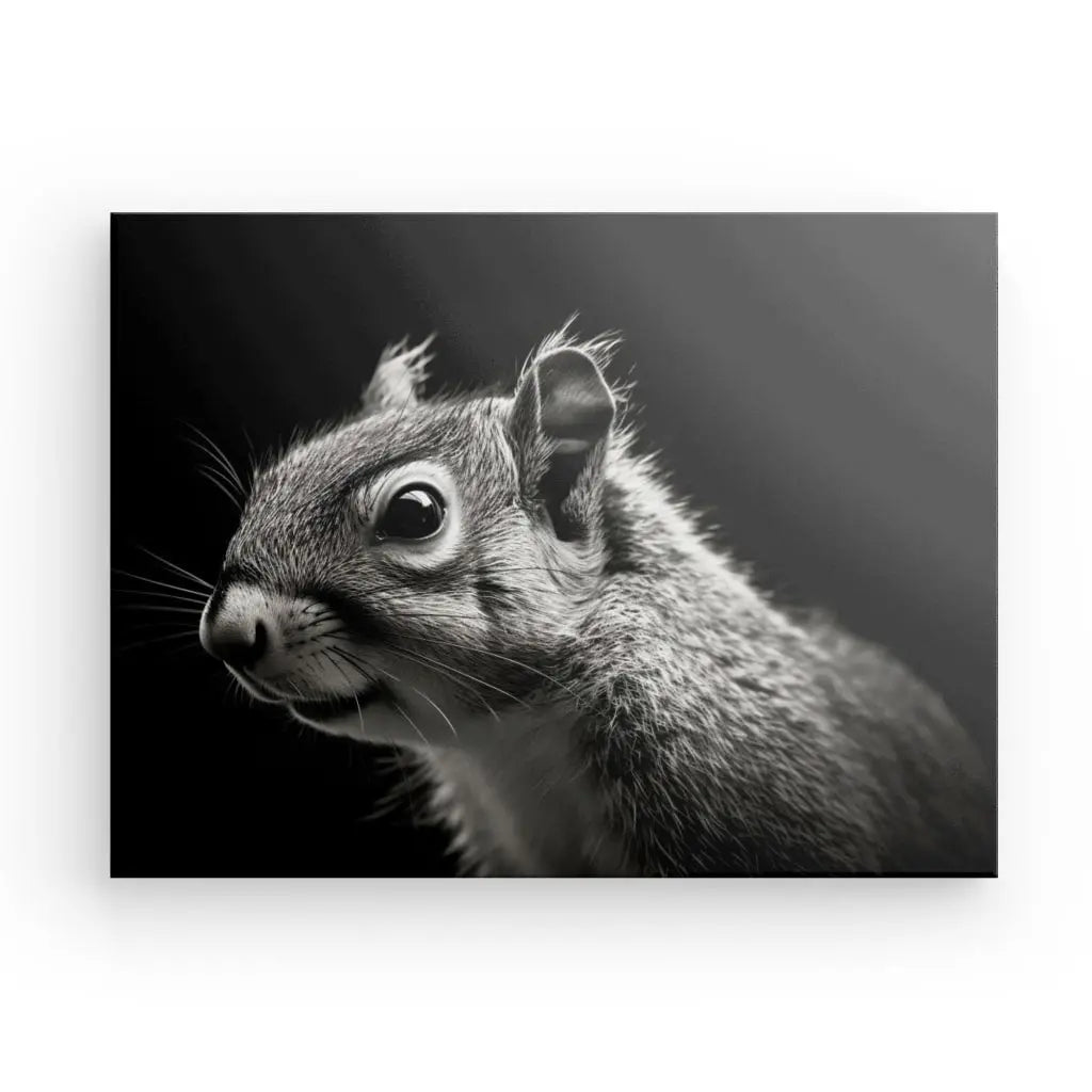 Tableau Gros Plan Ecureuil Animal Mignon Noir et Blanc - #tag1# - #tag2#