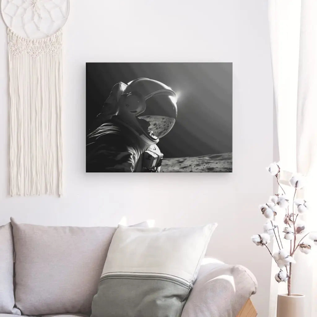 Tableau Cosmonaute Voyage Espace Combinaison Spatiale Noir et Blanc - #tag1# - #tag2#