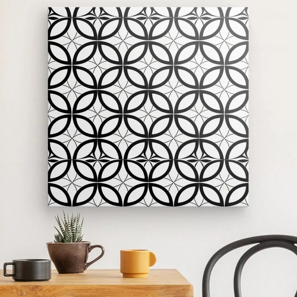 Tableau Motifs Géométriques Mosaïque Noir et Blanc - #tag1# - #tag2#