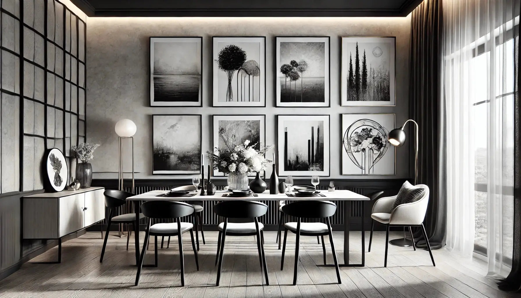 Tableau noir et blanc salle à manger - inspiration décoration par pièce